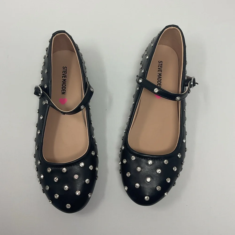 Steve Madden Kids Black Studded Mary Jane Shoes